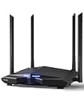 Tenda AC10 AC1200 Wireless Smart Dual-Band Gigabit WiFi Router, MU-MIMO, 4 Gigabit Ports, 867Mbps/5 GHz+ 300Mbps /2.4GHz, Support VPN Server, WiFi Schedule, (Black, Not a Modem)