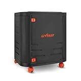 Livfast Inverter Battery Trolley with Covered Box | Support Single Jumbo/Flat Plate/Tall Tubular Battery - Grey Orange