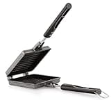 Dialust Non-stick Jumbo Grill Gas Toaster Premium Big Bread Toaster, Sandwich Maker Griller with bakelite Long Handles, Gas Stove Toaster(Aluminium, Black)