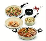 Impex 6 Pcs Nonstick Granite Cookware Set | 3 mm Thickness | Induction Bottom Cookware, Non Stick Cookware Set of Frypan, Kadai, Tawa, Tadka and Milk Pan | 1 Year Warranty