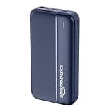 Amazon Basics 20000 mAh Power Bank | 22.5W Fast Charging | Dual Output & Input | Charge 3 Devices Simultaneously | for Smartphones, TWS Earbuds, Speakers, Tablets (Dark Blue)
