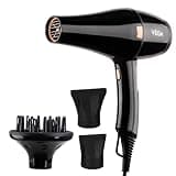 Vega Pro-Xpert 2200W Professional Hair Dryer for Women with 2 Speed/3 Heat Settings, Cool Shot Button, Diffuser & 2 Detachable Nozzles, Travel Friendly, (VHDP-03), 2000 Watts, Black