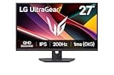 LG 27G610A 68.4 cm (27 Inch) Ultragear QHD (2560x1440) IPS Gaming Monitor, 1ms (GtG), 200Hz, sRGB 99%(Typ.), Anti-Glare, HDR10, AMD FreeSync™, DP, HDMI X 2, Tilt/Swivel/Height/Pivot Adjustable(Black)