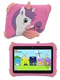 CASON 7 inch Kid Tablet for Study 5-12 Years Age,4GB+32GB Android Tab for Kids,Mini Tablet with Shockproof Case,FHD Eye Comfort Display,Parental Control, Games & Education for Boys, Girls (Pink)