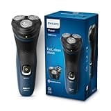 Philips Electric Shaver for Men | ComfortCut Blades | Wet and Dry Shave | 3D Flex Heads | 27 Self Sharpening Blades | Cordless | Waterproof | One Toch Open | 2 Year Warranty | S1151/03,Blue