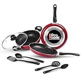 Milton Pro Cook Induction Cookware & Gas Stove Friendly Kitchen Jewel 7 Pc Non Stick Cookware Set | Fry Pan | Kadhai with Glass Lid | Dosa Tawa | Durable 5-Layer Non Stick Coating | Maroon