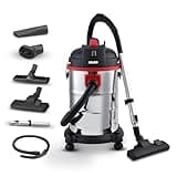 AGARO Ace Wet & Dry Vacuum Cleaner, 1600 Watts, 21.5 Kpa Suction Power, 30 litres Tank Capacity, Home Use, Blower Function, Washable 3L Dust Bag, Stainless Steel Body (Black/Red/Steel)
