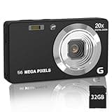 Digital Camera, 4K Ultra HD Cameras for Photography, Digital Point and Shoot Camera with 56Mp Autofocus 20X Zoom Anti Shake, Video Camera with 32GB SD Card for Kids, Teens, Beginners (CAM24)