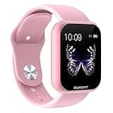 Bouncefit D20 Y68 Fitness Band Smart Watch for Men, Women, Boys, Girls, Kids – Single Touch Interface, Water Resistant, Workout Modes, Quick Charge Sports Smartwatch – Pink