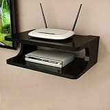 Dime Store Set top Box Stand | WiFi Router Holder Wooden Wall Shelves | Setup Box Stand for Home | Wall Mount Stylish WiFi Router Holder TV Cabinet Living Room Furniture