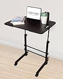 VISBY INDIA Multi-Purpose Adjustable Laptop Table, Bed Table, Study Table, Portable for Office, Work from Home, DIY Assembly, Engineered Wood, Black