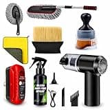 HARKOIZ 8 PCS Car Cleaning Kit Combo with Portable 120W Car Vacuum Cleaner | Complete Car Interior Cleaning Kit | Car Duster, Detailing Brush, Anti Fog Spray & Microfiber Cloth | Car Accessories Set