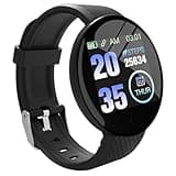 Bouncefit M I D18 Round Fitness Band Smart Watch for Men, Women, Boys, Girls, Kids – Single Touch Interface, Water Resistant, Workout Modes, Quick Charge Sports Smartwatch – Black (GG)