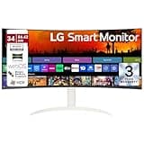 LG 34SR65QC Curved (1800R) UltraWide 21:9 Smart Monitor, 34" WQHD (3440x1440), HDR10, 99% sRGB(Typ.), 100Hz, Built-in Speaker, Height/Tilt Adjustment, webOS, AirPlay2, Bluetooth, HDMI, USB, White