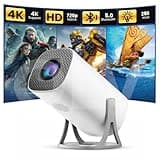 OLV Portable Smart Mini Projector, 4K 1080P Full HD Supports Netflix, Prime and YouTube Etc. WiFi 5G, BT-5.0, Cinema Projector 180° Android 14, Compatible with TV Stick/Windows/iOS/Android