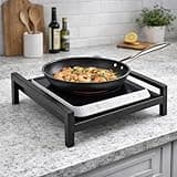 WINSTAR Heavy-Duty 1-Tier Metal Shelf | Countertop Storage Organizer for Induction Cooktop, Office Supplies, & Toiletries | Made in India (Black, 15x15 in)