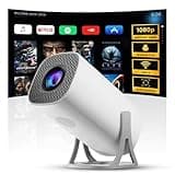 TMY Auto Keystone Mini Portable Projector, 4K/150 ANSI Smart Projector with WiFi 6, BT 5.4, 130 Inch Screen, Built-in Android Operating System 11.0, Compatible with iOS/Android/PC/PS4/PS5 (TMY11)