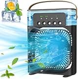 Xapiaxa Portable Air Cooler Fan with Water Tank & USB Power - Mini Personal Evaporative Cooler with 3 Speeds, Mist Humidifier, LED Light, Quiet Cooling for Home, Office, Bedroom (Multicolor-01)
