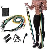 DEZNA Exercise Bands Resistance Bands Set for Workingout Door Fitness Gym Resistance Bands Kit for Men Women Stretching Rubber Bands (11PCS)