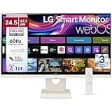 LG 25SR50F-W Smart Monitor 25-Inch (1920x1080) IPS Display, webOS, ThinQ Home Dashboard, ThinQ App, Remote Control, x2 Built-in Speakers, AirPlay 2 Screen Share Bluetooth, White