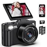 Digital Cameras for Photography - 5K 75MP Vlogging Camera for YouTube WiFi - UHD Autofocus Vlog Camera 3" 180° Flip Screen with 18X Zoom - Travel YouTube with 32GB SD Card, 2 Batteries (CAM25)
