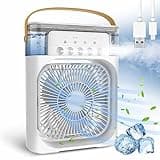 MORGLES Portable Air Cooler Fan with Water Tank & USB Mini Personal Evaporative Cooler, Humidifier & LED Light Quiet Desktop Cooling for Home, Office & Bedroom (Multicolor)