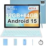 IWEGGO - Android 14 tablet, 10 inch, 8GB RAM+64GB ROM+1TB expandable, 1.8GHz quad-core processor, 2 in 1 tablets with keyboard case and stylus pen, 5G Wifi6, camera