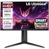 LG 24GS65F Smartchoice 60.47cm (23.8Inch) Ultragear FHD (1920x1080) IPS Gaming Monitor, 180Hz, 1ms, NVIDIA G-SYNC Compatible, AMD FreeSync, DP, HDMI, Tilt/Height/Pivot Adjustable, Anti-Glare (Black)