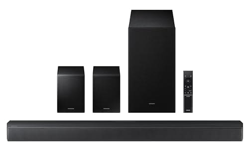 Samsung 490 W 5.1 ch Soundbar with Center Speaker | Dolby Audio | DTS Virtual:X | Q-Symphony | Wireless Rear Speaker | HDMI ARC|Bluetooth | USB Music Playback | Wireless Subwoofer (HW-B67EF/XL, Black)