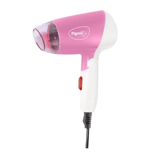 Pigeon Hair Dryer| 1000 Watts| 2 Speed & Temperature (Hot/Cool)| Foldable Handle| For Women and Men| 2 Years Warranty| Pink