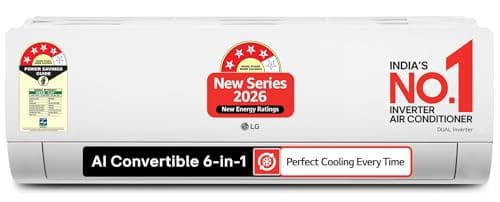 LG 1 Ton 4 Star,New star rated,DUAL Inverter Split AC (Copper, AI Convertible 6-in-1 with VIRAAT Mode,Faster Cooling & Energy Saving, 4 Way Swing, HD Filter with AntiVirus Protection,AS-Q13JNYE,White)
