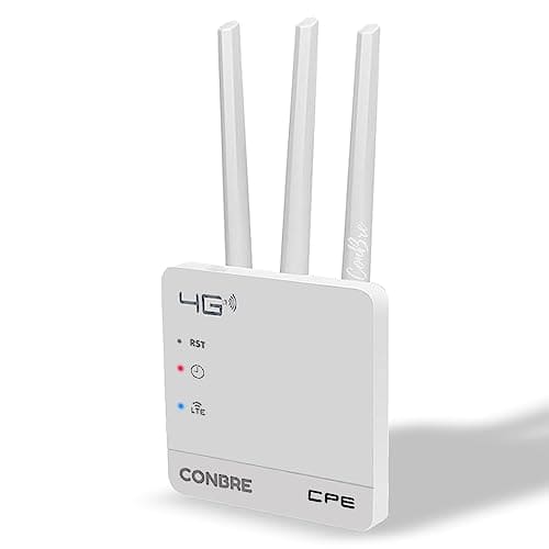 Conbre CPE MT-300H 4G Mobile Sim Based Wi-Fi Router (All 4G & 5G Sim Supported), Lastest WiFi 6, Plug and Play, Support, NVR, DVR, WiFi, Camera