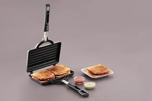 Tosaa Non-stick Heavy Thickness Twin Super Jumbo Grill Sandwich Toaster | Jumbo/Big Breads Non-Electric Sandwich Maker | Cool Touch Handles | Gas Stove Compatible
