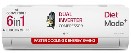 LG 2 Ton 3 Star DUAL Inverter Split AC (Copper, AI Convertible 6-in-1, Diet Mode+, Faster Cooling & Energy Saving, 4 Way Swing, HD Filter with Anti-Virus Protection, US-Q24ENXE, White)