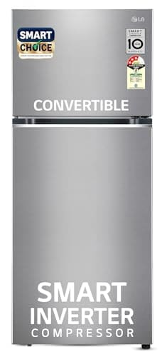 LG Smart Choice, 380 L, 3 Star, Frost-Free Smart Inverter Double Door Refrigerator (GL-S412SPZX, Shiny Steel, Convertible with Express Freeze)