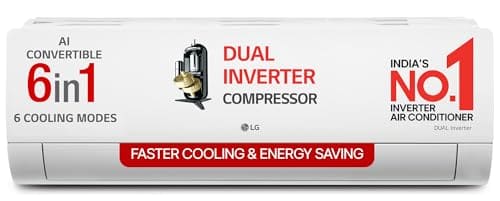 LG 1 Ton 4 Star DUAL Inverter Split AC (Copper, AI Convertible 6-in-1 with VIRAAT Mode, Faster Cooling & Energy Saving, 4 Way Swing, HD Filter with AntiVirus Protection, US-Q13JNYE, White)