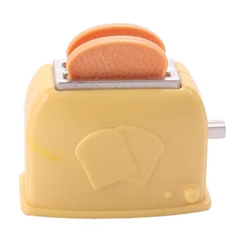 ZOOMELLA Dollhouse Bread Toaster Miniature Breakfast Bread Toaster for 1/6 1/12 Cafes Yellow Dolls & Bears