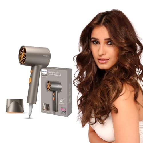 Philips India's No.1 Hair Styling Brand - Glass like Shine Hair Dryer | 1600W | 4 Heat x Speed Modes | 30M Negative ions | Travel-Friendly | For Indian Hair | BHD321