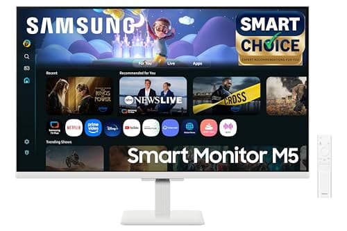 Samsung 32" (80cm) M5 Smart Monitor with Smart TV Experience|FHD 1920 x 1080|Screen Mirroring TV Plus|Speakers|Adaptive Sound|Wi-Fi|HDMI|Bluetooth|LS32FM501EWXXL|White