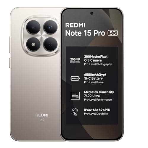 REDMI Note 15 Pro 5G (Silver Ash 8GB+256GB) | 200MasterPixel OIS Camera | Dimensity 7400-Ultra | 17.3cm CrystalRes AMOLED Screen | IP66/68/69/69K | Mega 6580mAh Si/C Battery | 45W Fast Charging