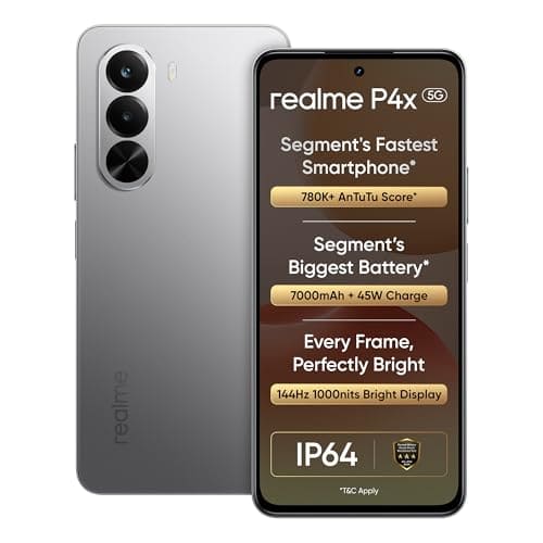 realme P4X Smartphone 6.72 inch 144Hz Display 7000mAh Titan Bettery 45W Fast Charge 6GB RAM 128GB ROM Dimensity 7400 Ultra 5G Chipset IP64 Waterproof Dual SIM (Matte Sliver)