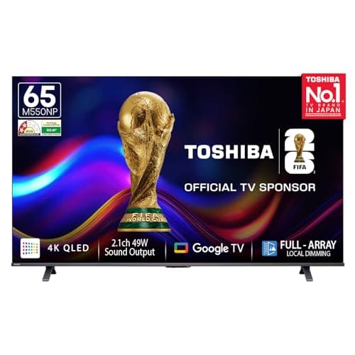 Toshiba 164 cm (65 Inches) 4K Ultra HD Smart QLED Google TV | Dolby Vision Atmos, HDR10+ | 2.1 CH 49W Powerful Speakers with Sub Woofer | VRR 120 Hz & Game Mode | REGZA Engine ZR | 65M550NP (Black)
