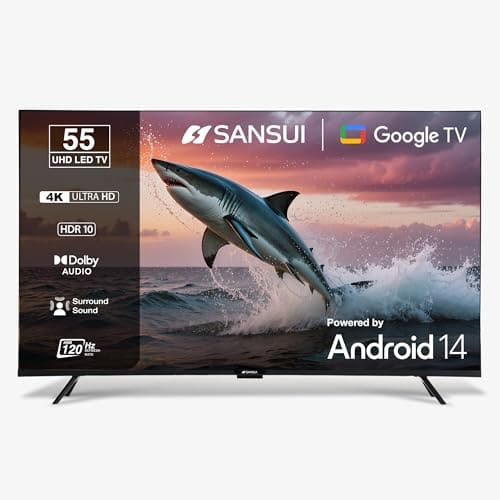 SANSUI 140cm (55) Ultra HD Smart Google TV with HDR10, HLG, Dolby Audio, HSR 120Hz Refresh Rate, MEMC, 30W Surround Sound, FloLED Panel JSW55UG23 (Black)