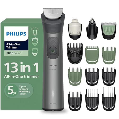 Philips India's No.1 Men's Trimmer | BeardSense Technology | Self-sharpening blades | 13-in-1 All in One Trimmer Men- Beard, Hair, Body, Nose & Intimate | 100% Showerproof | 5 yrs* warranty | MG7922