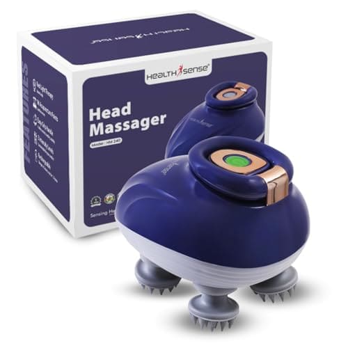 HealthSense Rechargeable Head Massager Machine with 96 Silicone Points | Red Light Therapy | 3 Speed Modes | Detachable Heads | Hair Growth, Deep Scalp Massage, Pain Relief & Relaxation HM 240 (Blue)