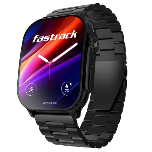 Fastrack Astor FS2 Pro 1.96" Super AMOLED Smart Watch, Metal Body with 1000 Nits Brightness, SpO2, BP & Sleep Monitor, BT Calling, 100+ Sports Modes – Smartwatch for Men & Women (Black)