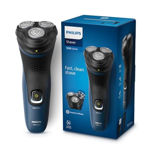 Philips Electric Shaver for Men | ComfortCut Blades | Wet and Dry Shave | 3D Flex Heads | 27 Self Sharpening Blades | Cordless | Waterproof | One Toch Open | 2 Year Warranty | S1151/03,Blue