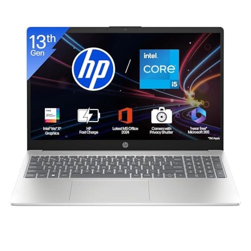 HP Laptop 15, Intel Core i5-1335U-13th Gen, (16GB DDR4,512GB SSD) Anti-Glare, Micro-Edge, FHD, 15.6''/39.6cm, Win11, M365 Basic(1yr)* Office24, Silver, 1.59kg, Iris Xe, FHD Camera w/Shutter