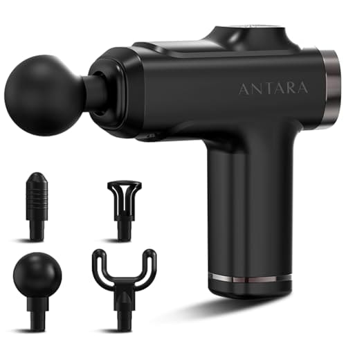 Antara AGEasy (Max Group) Relief Compact Massage Gun | 8 Speed Levels, 4 Massage Heads | USB Type-C Rechargeable Handheld Massager | Full Body Pain Relief Muscle Massage Machine for Men & Women (Black)
