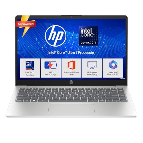 HP 14, Intel Core Ultra 7 155H (16GB DDR5, 512GB SSD), Micro-Edge, Anti-Glare, FHD, 14''/35.6cm, Win11, M365* Office24, Silver, 1.4kg, ep1151TU, FHD Camera, Backlit Laptop